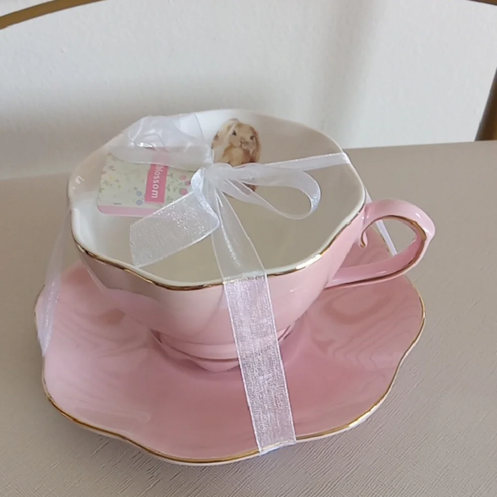 Elegant Pink Teacup and Saucer Set